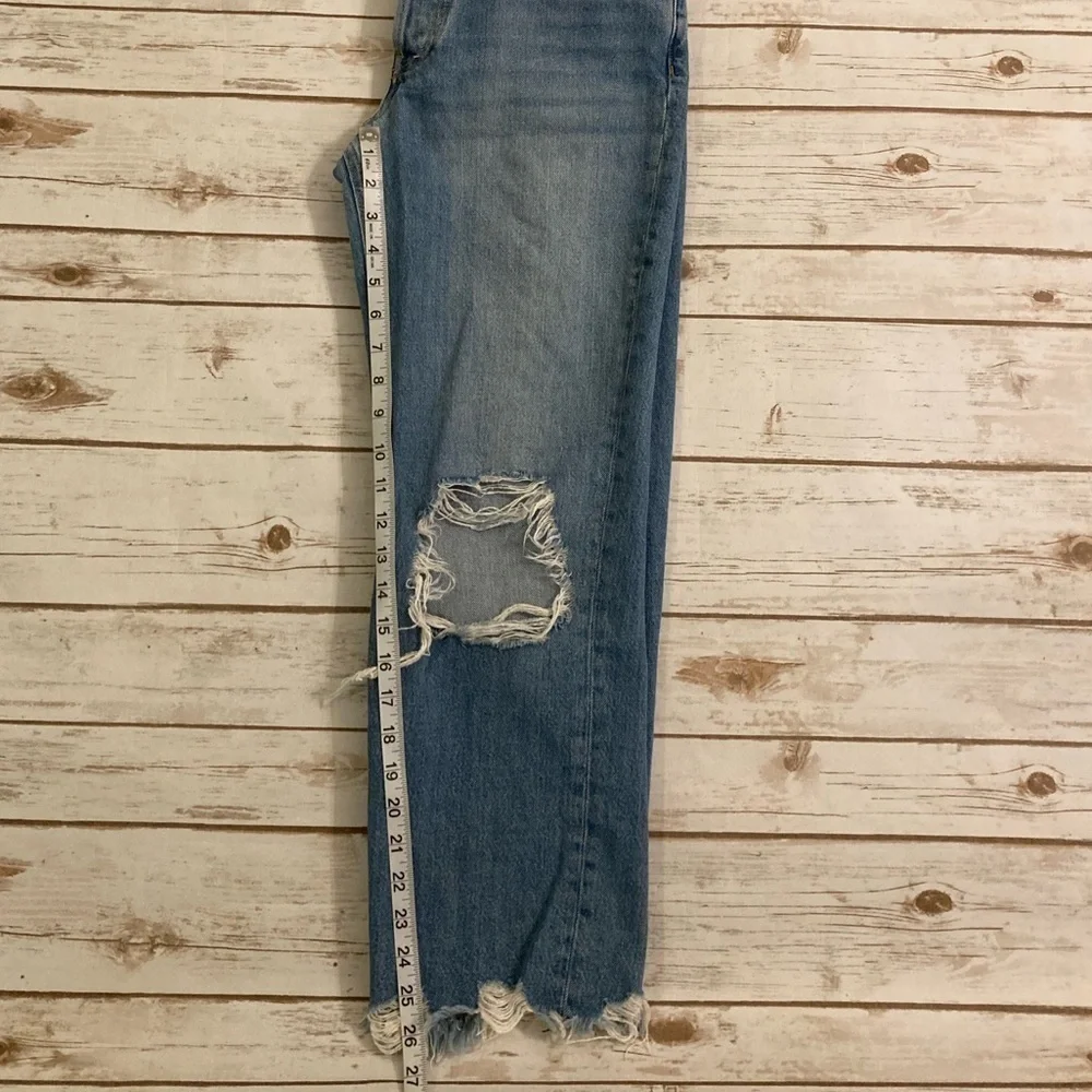 FREE PEOPLE Distressed Maggie Straight Jeans 26 Cropped Light Stone Fray Rip